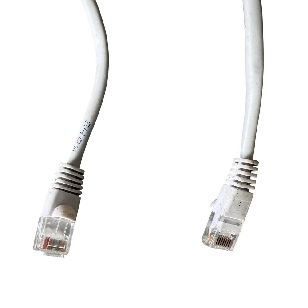 White Ethernet Network Cable Cat5e 24AWG 4P UTP RJ45 Patch Cord 50ft High Speed